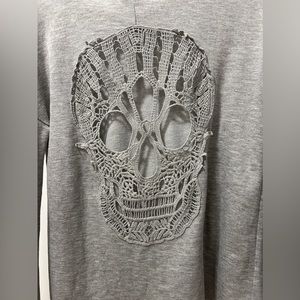 Sparkle & Fade Skull Back Sweater Top Size Small